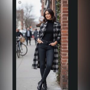 Nain_ Made in Korea plaid oversized coat sz S